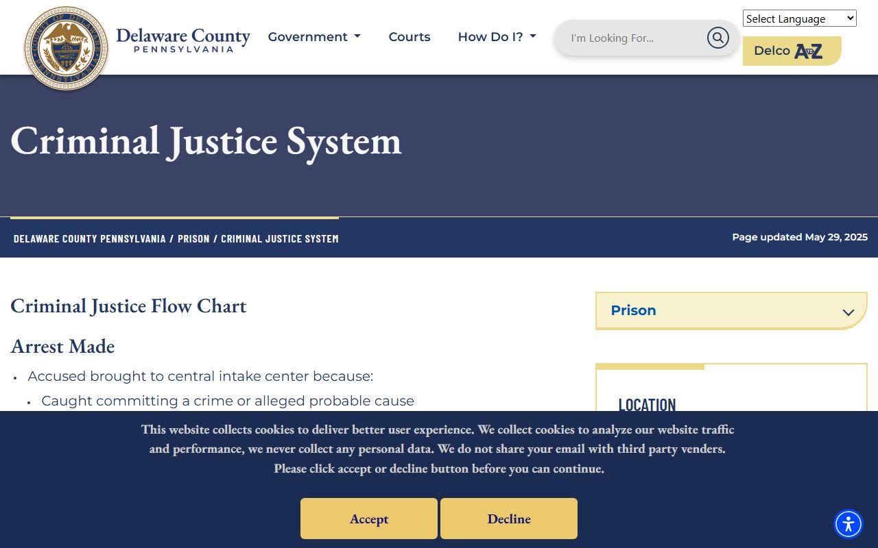 Delaware County court records after jail arrest criminal justice flow